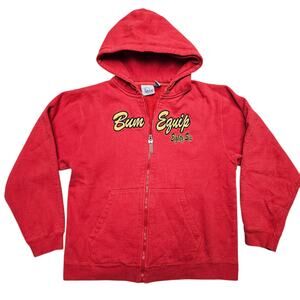 Y2k Bum Equipment Hoodie Oversized Red Graphic- Women's Medium